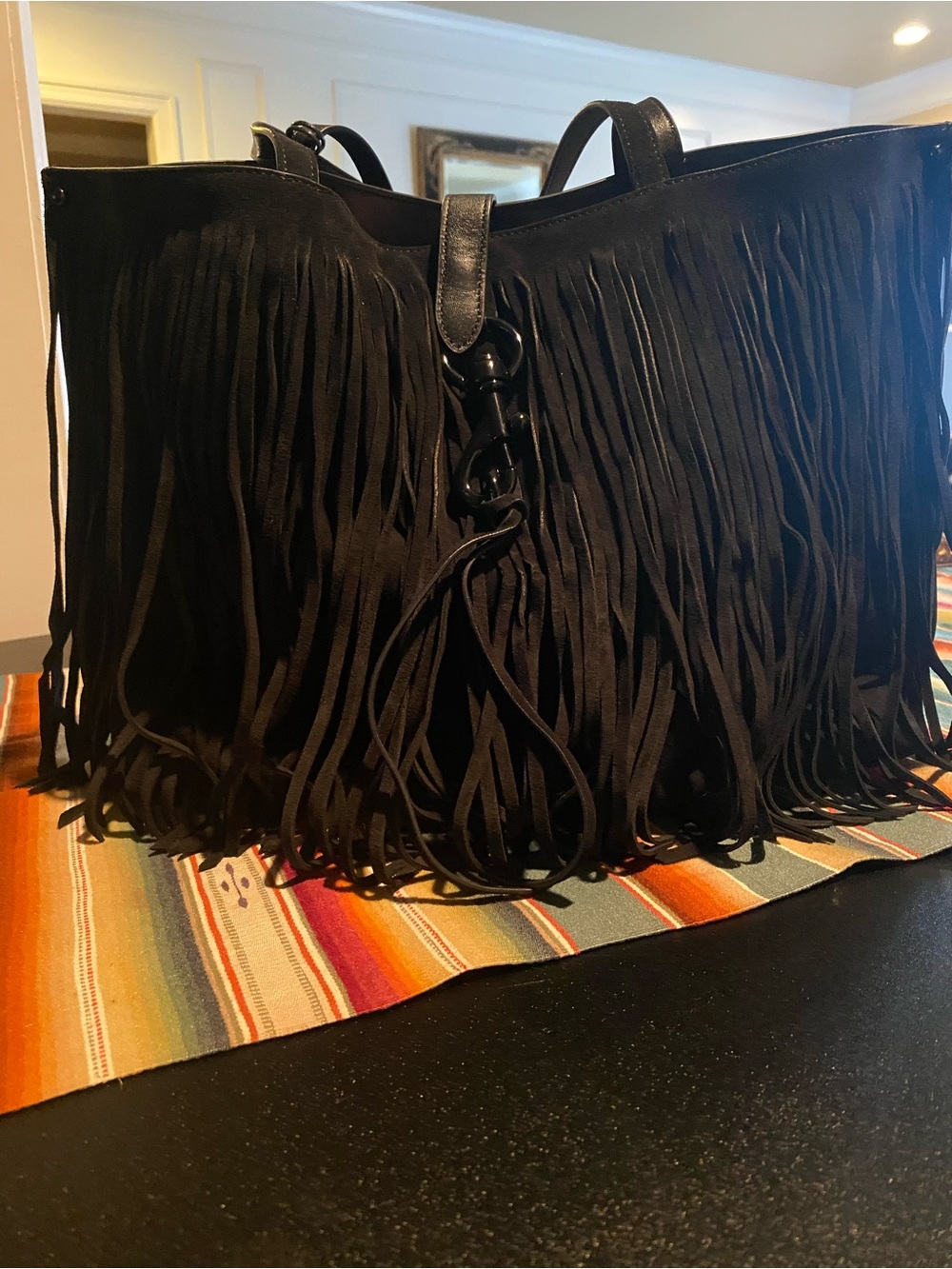 Rebecca Minkoff Black Fringe Leather Tote - Picture 2 of 3